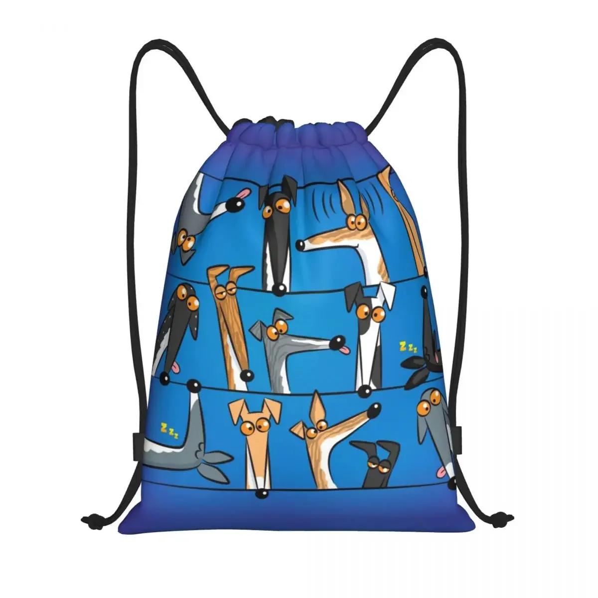 

Custom Funny Cartoon Greyhound Whippet Dog Drawstring Bags Women Men Portable Sports Gym Sackpack Training Storage Backpacks