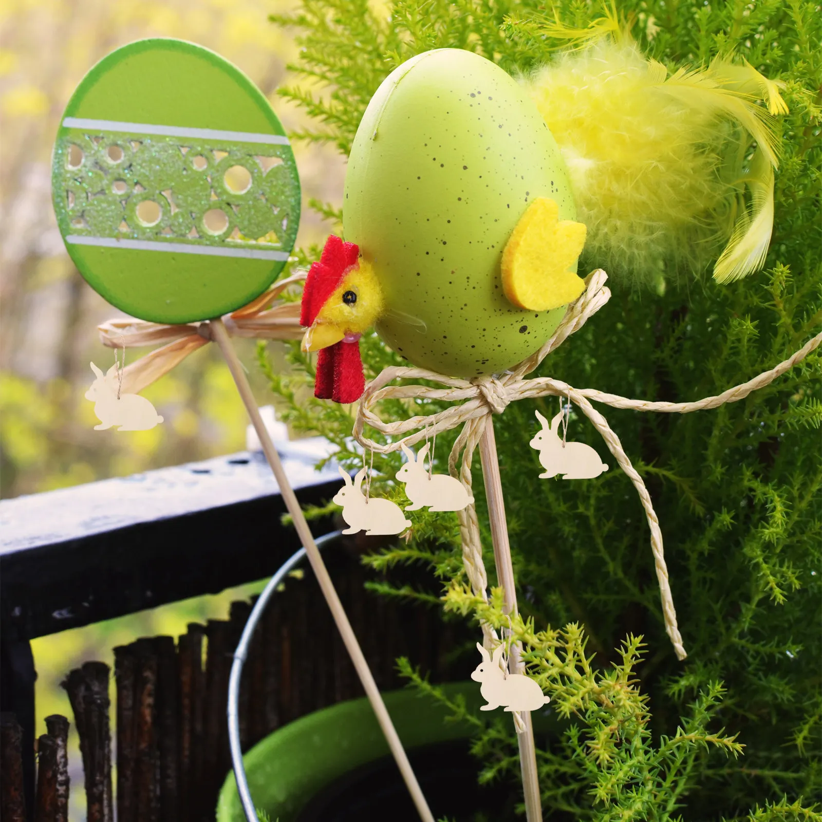 

40 шт. пасхальных подвесных украшений: деревянные кролики для рукоделия, подвески-кролики с веревкой