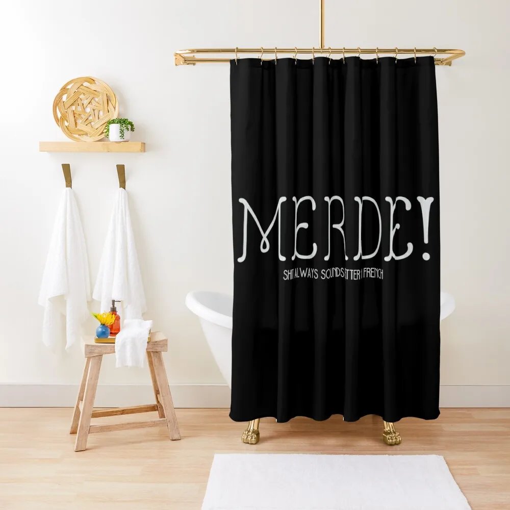 

Merde Shower Curtain Waterproof Shower And Anti-Mold Washable Waterproof Fabric Shower Bathroom Bathroom Deco Curtain