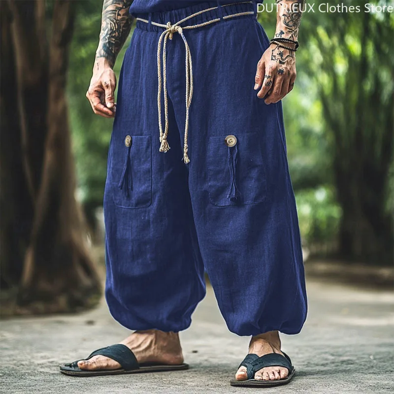 Vintage Loose Print Men\'s Pants Summer Thin Casual Men\'s Pants Travel Vacation Casual Pants Men\'s Clothing  Male Sweatpants Gym