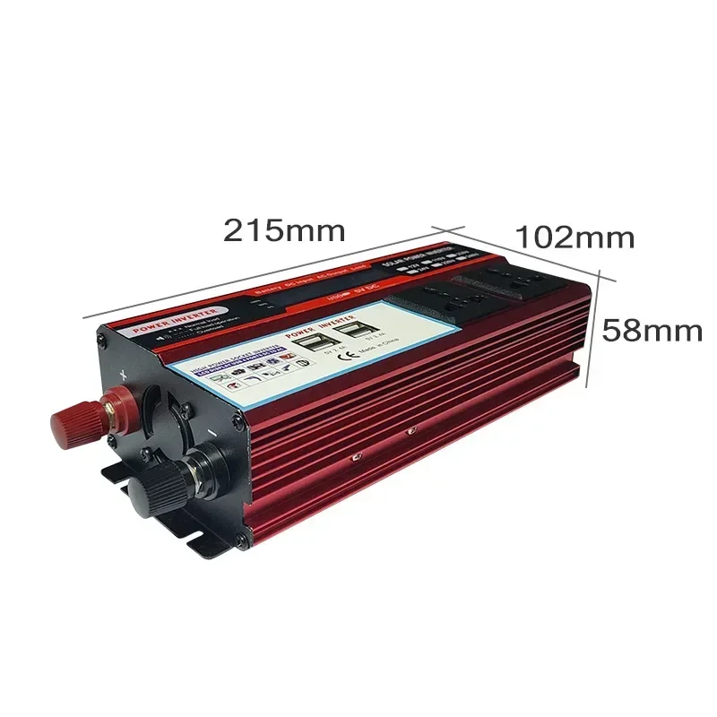 1000W Pure Sine Wave Inverters DC 12V/24V To AC 110V/220V Transformer Double Socket Power Converters Solar Inverters LED Display