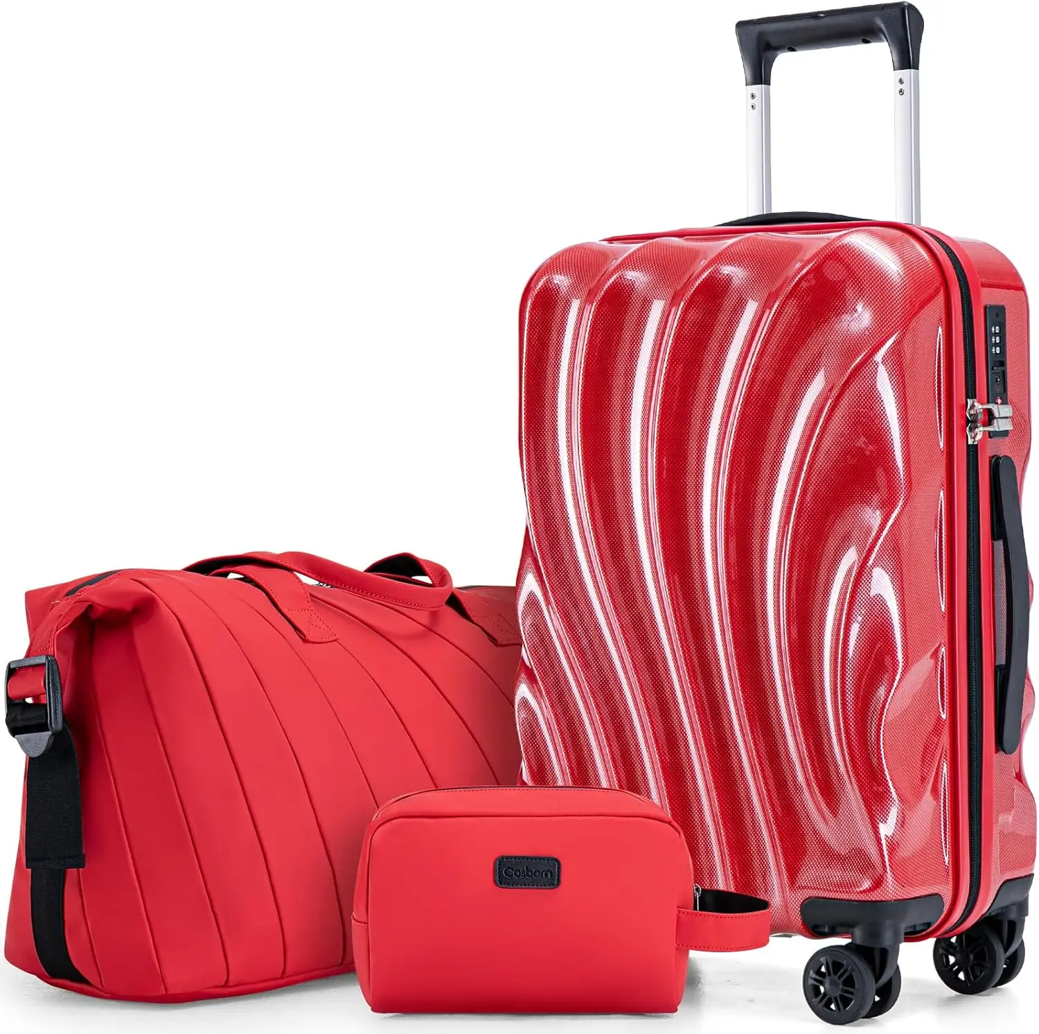 

3-Piece ABS+PC Hardshell Luggage Set with Wheels, TSA Lock, Phone Holder, Lightweight Carry-On Spinner Suitcases