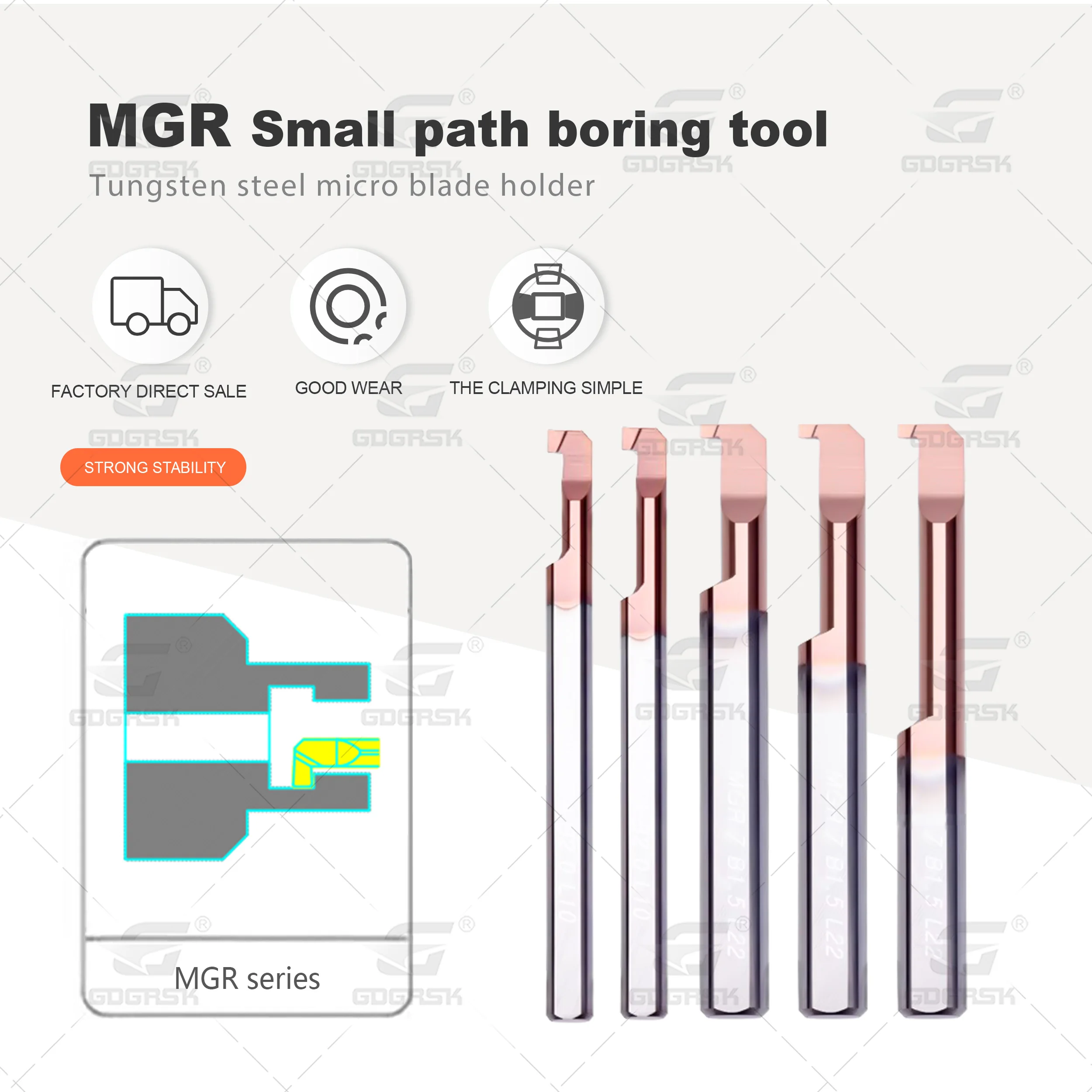 CNC Lathe Tool MGR Series Small Bore Boring Tools MGR3 MGR6 MGR 10 B0.5 B1.0 L10 L15 General Tungsten Steel Seismic Boring Tools