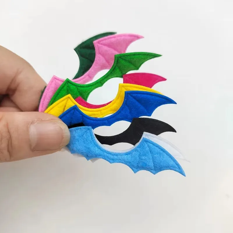 42 Stück/Set, 6 x 1,5 cm, Vampirflügel aus Vliesstoff, gepolsterte Applikationen zum Selbermachen von Halloween-Kostümen, Vampir-Haarspangen-Dekoration, Aufnäher. – Detail 4