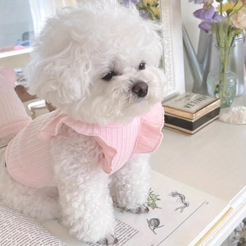 Adorable Dog Vest with Delicate Bowknot Teddy Clothes Summer Two-legged Pet Apparel Cat Clothes Breathable  Tank Top