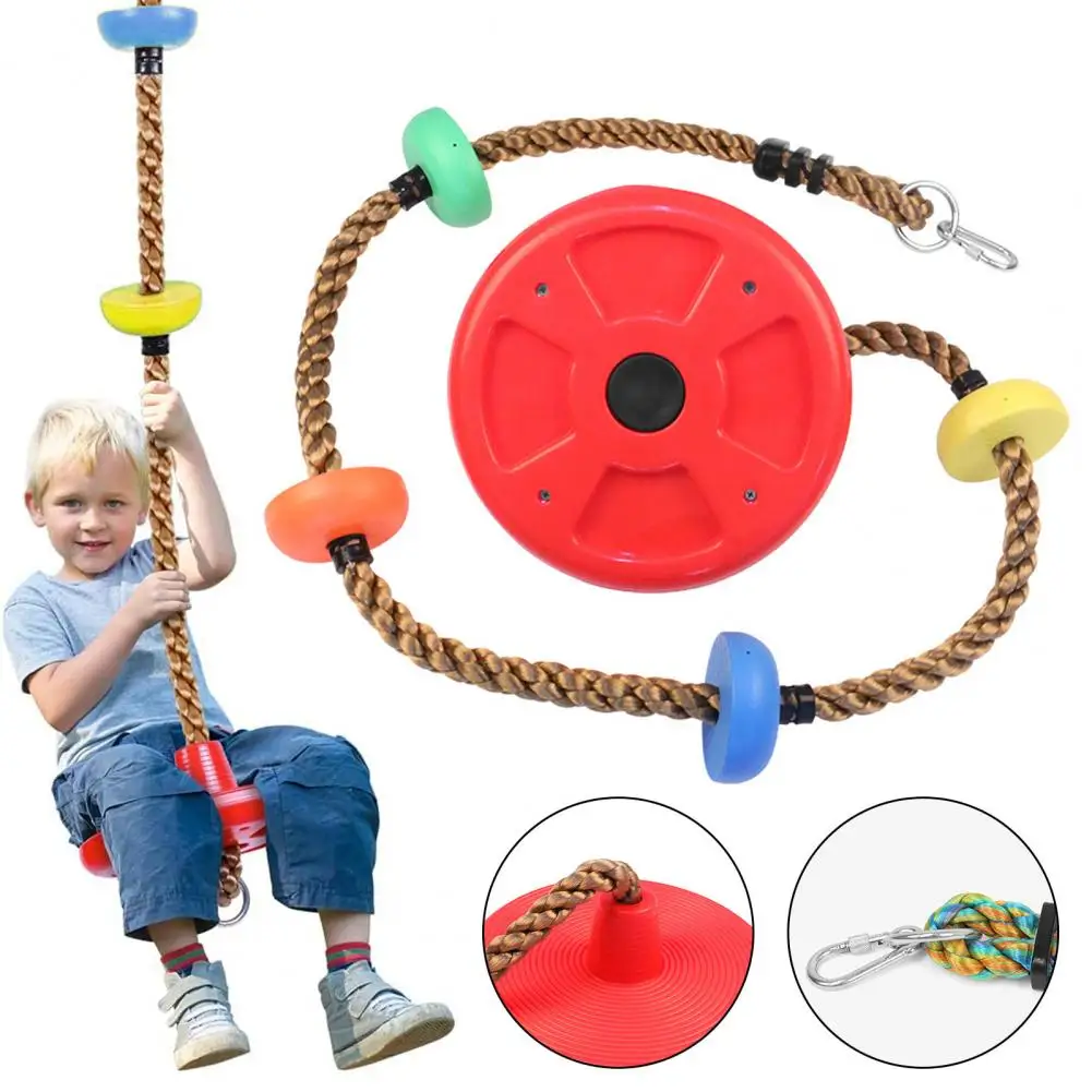 Kids Tree Swing Single Disc Climbing Rope With Platform Indoor Outdoor Playground Colorful Swing Seat Toy Boys Girls Gift