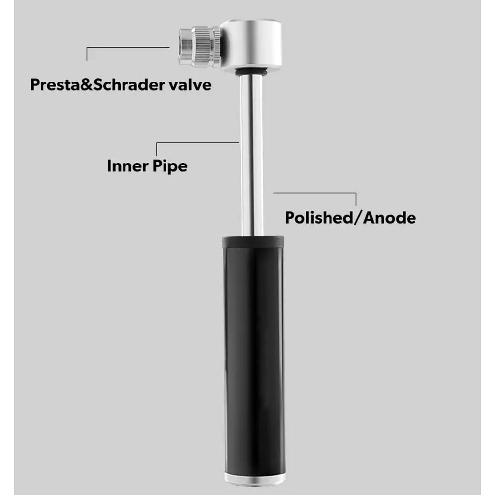 1Set Compact Aluminum Alloy Bike Pump 120 Psi Portable Tire Inflator Lightweight Easy Carry for Mountain Road Cycling Flat