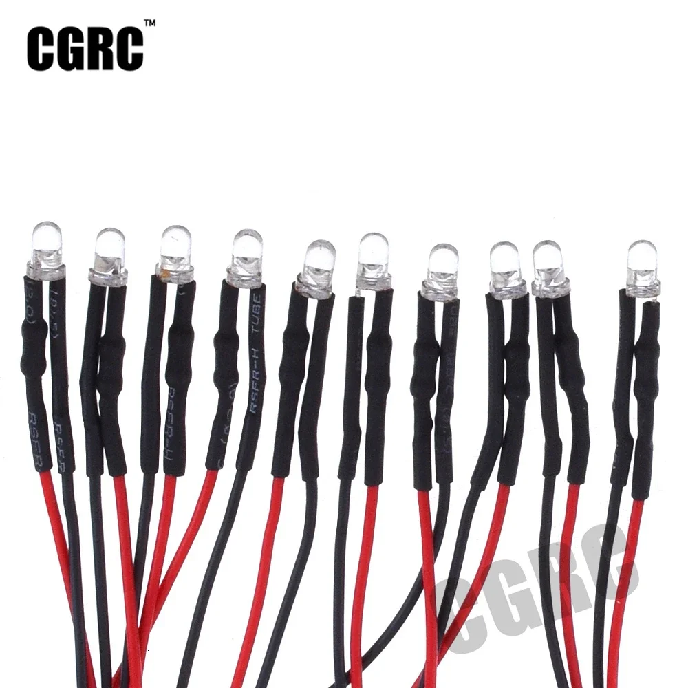 10 Uds 3mm 5mm 12V luz LED rojo blanco amarillo para 1/10 RC Crawler 1/14 Tamiya RC camión Drift car Traxxas SCX10 SCANIA