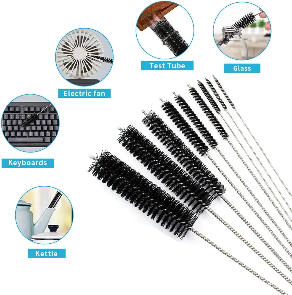 200/155/90cm Aquarium Cleaning Brush Stainless Steel Flexible Bent Tube brush Water Air Tube Hose Cleaner Fish Tank Accessories