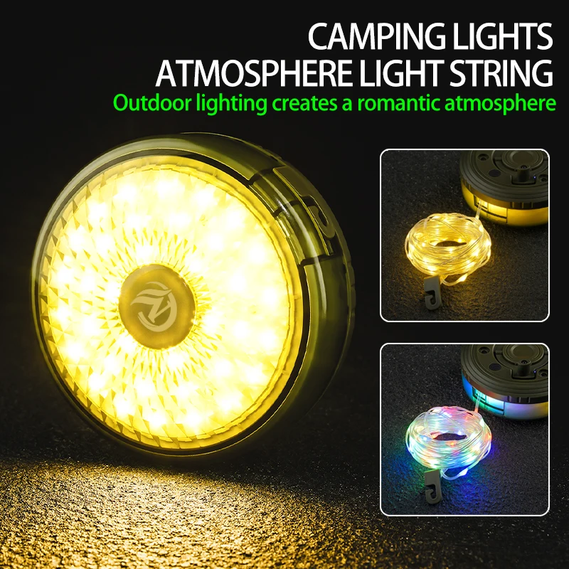 Guirxiété lumineuse LED rétractable multifonctionnelle pour camping en plein air, lumières colorées, équipement de lumière de tente, escales festives