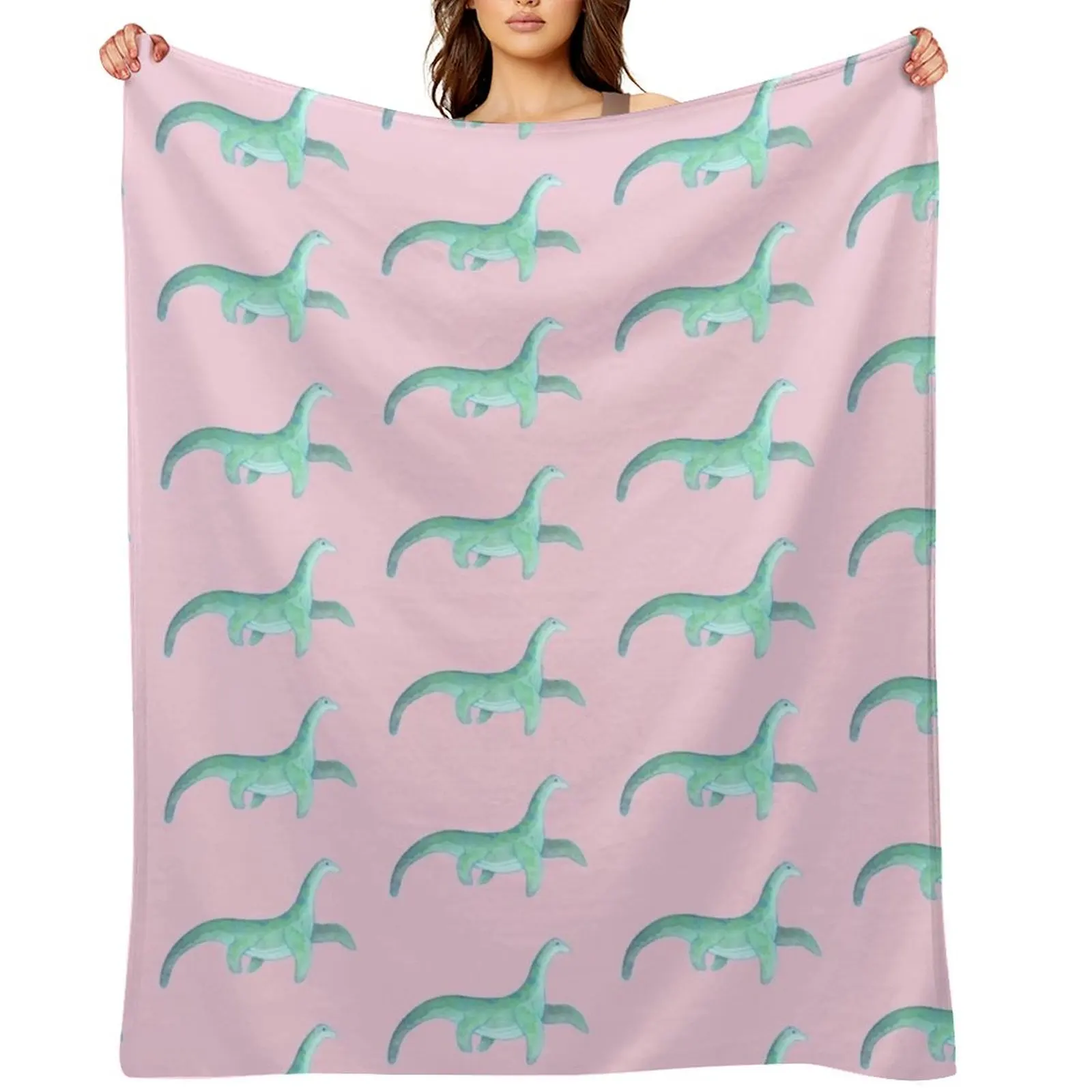 

Monster of Loch Ness , Nessie (pink background) Throw Blanket Flannels Hair for sofa Sleeping Bag Blankets