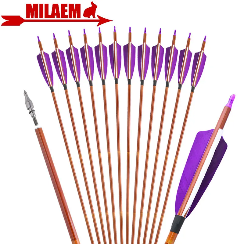 

6/12pcs 30inch Archery Carbon Arrow Spine 500 ID6.2mm OD7.8mm 100Gr Point Tip 4inch Turkey Feather Hunting Accessories