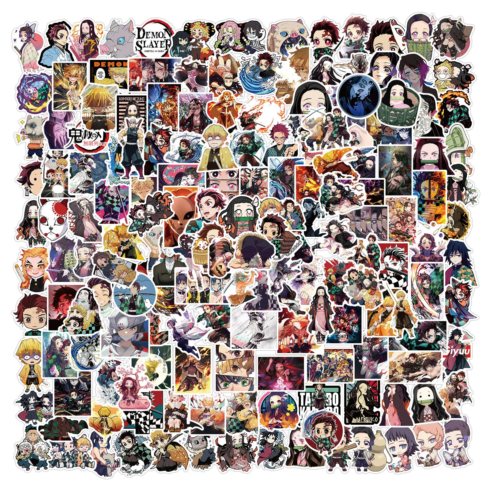 30/50/100/200Pcs Demon Slayer Japanese Anime Sticker Graffiti  Skateboard Refrigerator Decorated Notebook Luggage Waterproof