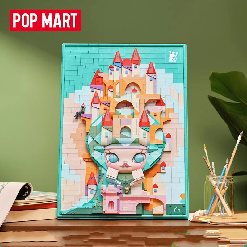 POPMART MOLLY Lost Triceratops Series Building Block Painting Blind Box Guess Bag Original Toys Doll Cute Anime Figure Ornaments