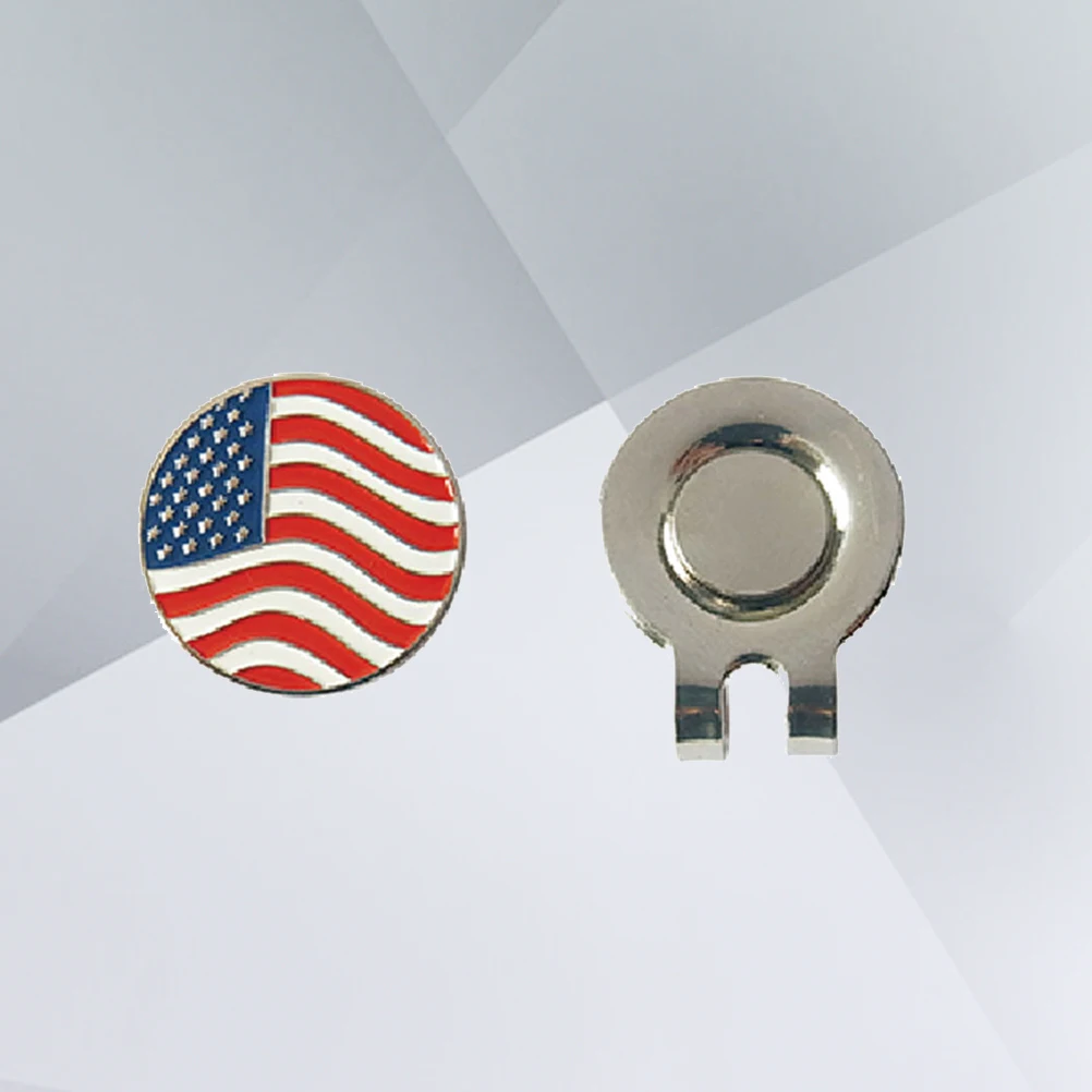 2 قطعة كرة سبيكة ماركر قبعة كليب العلم الأمريكي نمط مرفق آمن مع القبعات أحزمة فكرة هدية عظيمة للاعبين الغولف #4