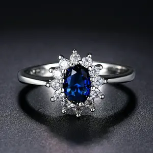 Zhouyang Prinzessin Kate Blue Gem Blue Kristall Kristall Silber Hochzeitskristallring Marke Schmuck für Frau Zyr076 6 Hauptverkaufsring Kate - №5