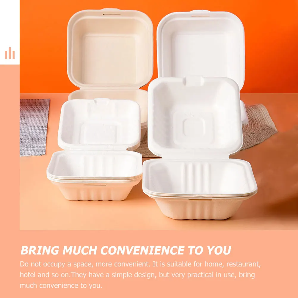 

20 Pcs Food Pulp Lunch Box Containers Fruit Platter Sugar Cane Chinese Takeout Boxes