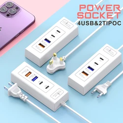 USB Multifunction Multi-port Power Strip Charger Fast Charging Charger Power Socket Plug  Adapter Mobile Phone EU US Plug Type C