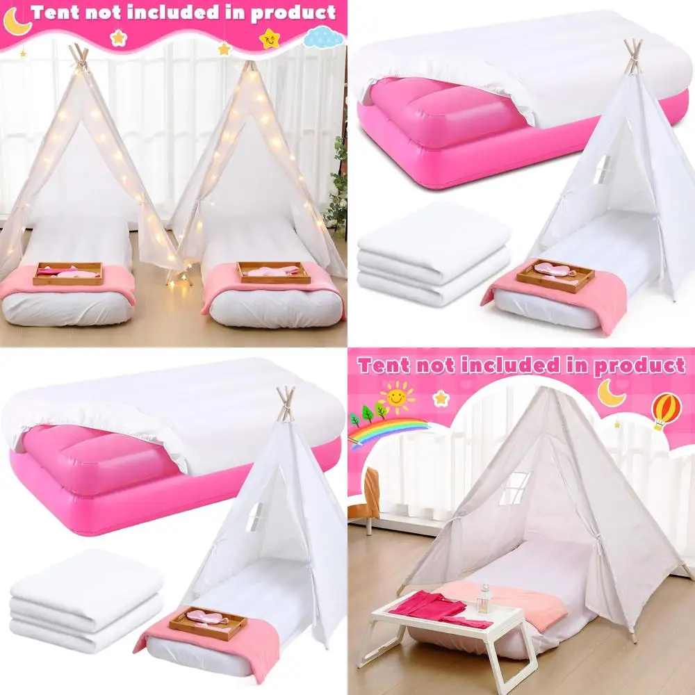 

Комплект детского надувного матраса с простыней, надувная кровать для малышей 63x27x8 лет для детей от 3 до 10 лет, идеально подходит для сна и кемпинга (белый)