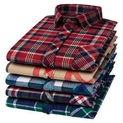 Camisas de franela de algodón a cuadros para hombre, camisas informales suaves de ajuste Regular, ropa de diario, talla grande, moda de otoño e invierno, 2024