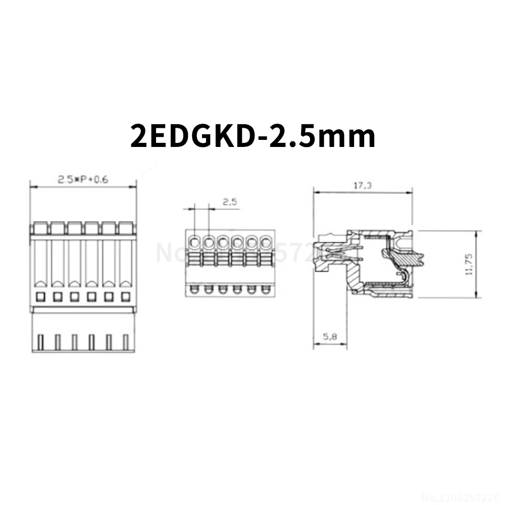 (1 pcs) KF 15EDGKD - 2.5mm Spring-Loaded Push-In Terminal Block, 2~24Pin, Quick-Connect Terminal Block 2EDGKD 2.5