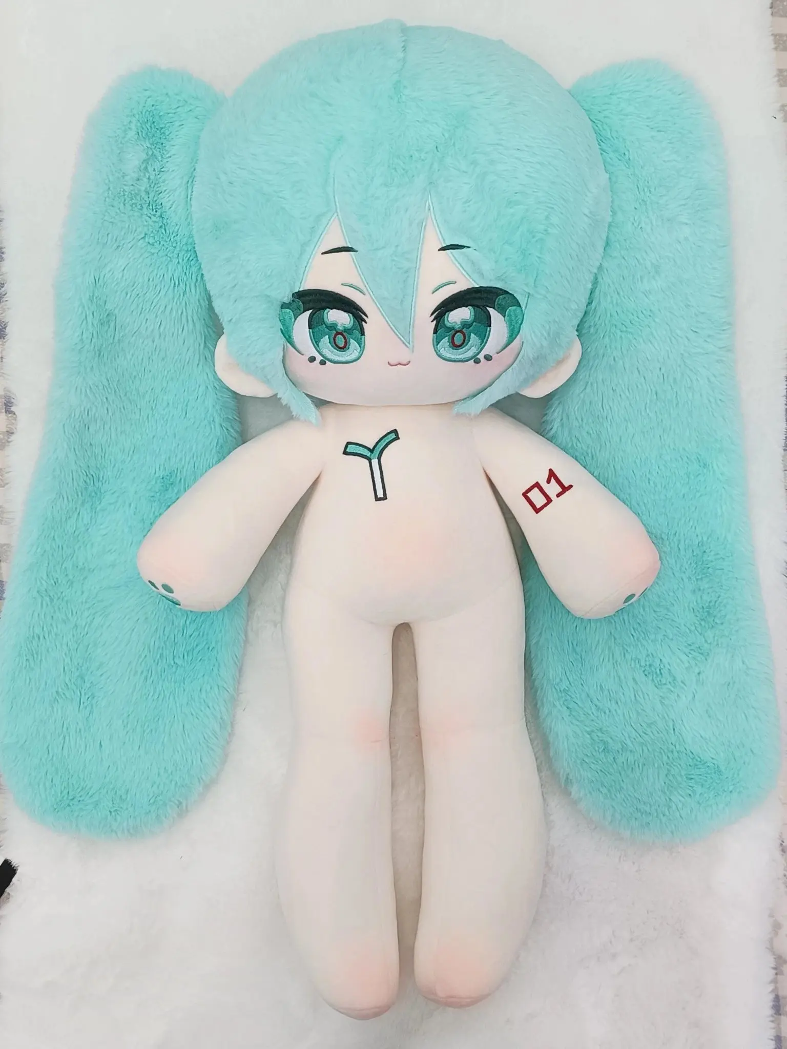 60cm Anime Blue Hair Big Ears da cong Angel Princess Fairy Girl Stuffed Long legs Plushies Plush Cotton Doll Body Toy For Kids