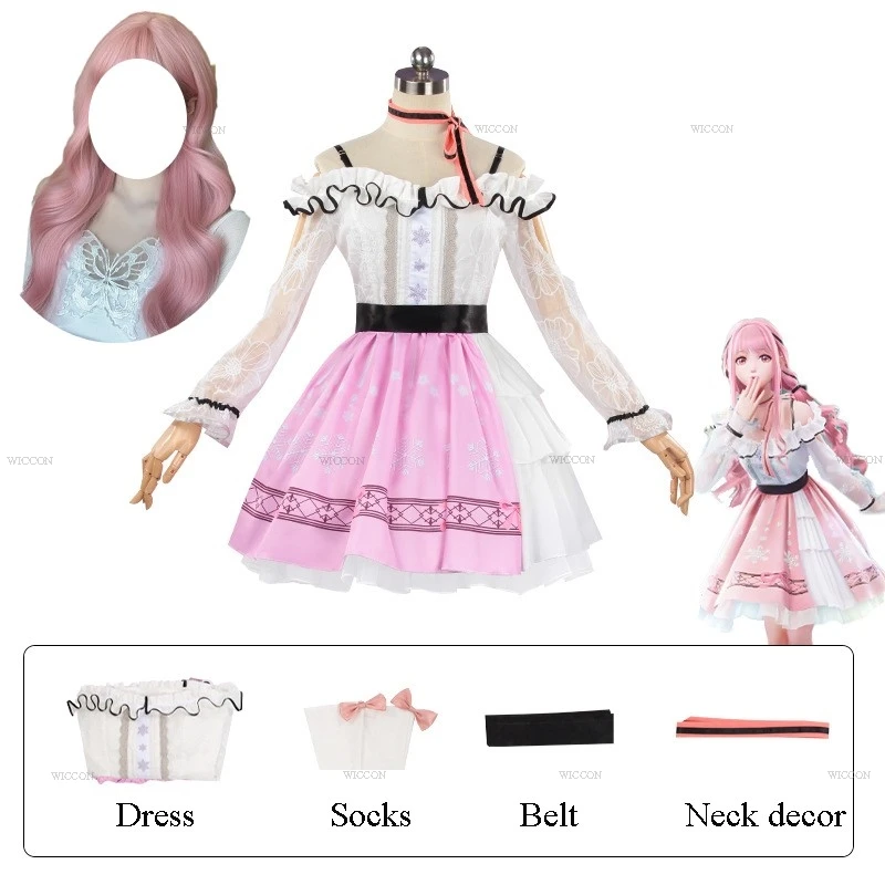 إنفينيتي نيكي تأثيري حلي شعر مستعار لوليتا تنورة مجموعة النساء Kawaii الفتيات الحلو الوردي الشعر الإناث لعبة الهالوين الكبار الاطفال البدلة