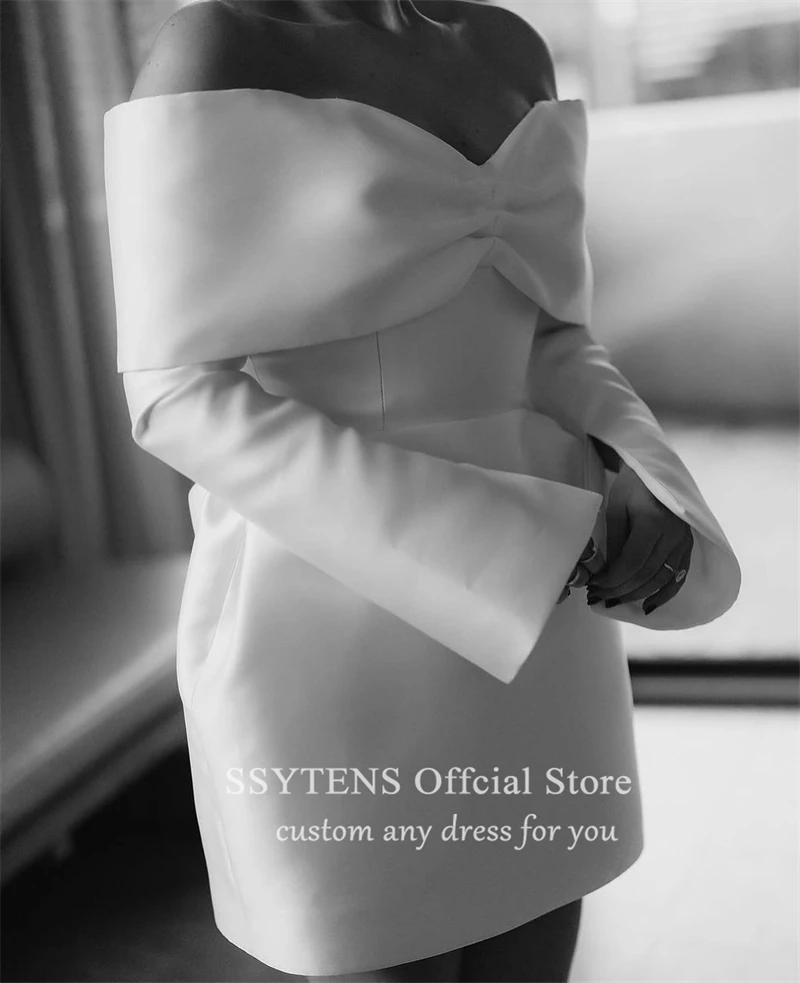 SSYTENS Sexy Long Sleeves Short Wedding Dresses Off The Shoulder Custom Made Mini Formal Bridal Growns for Bride 2025 Vestido De