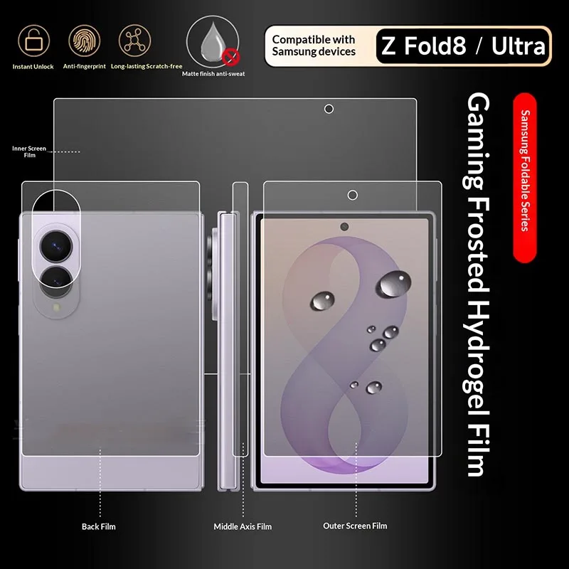 4 In1 Inner Outer Sticker Full Body TPU Screen Protector For Samsung Galaxy Z Fold8 Ultra Fold8 Matte Hydrogel Soft TPU Film