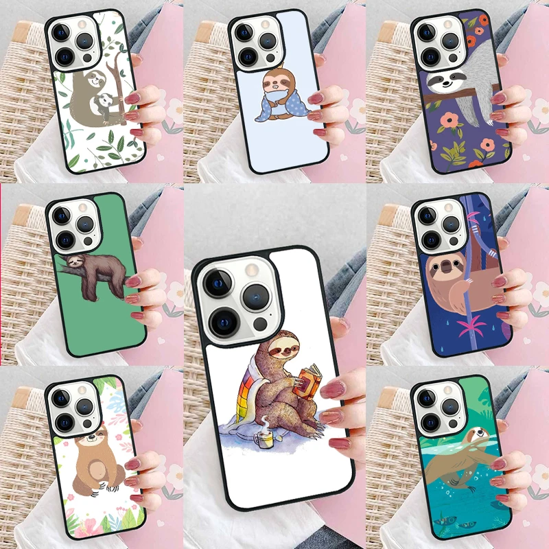 Cute Lovely Cozy Sloth Animal Phone Case Cover For iPhone 16 15 14 plus XR XS 11 12 mini 13 pro max coque Shell Fundas