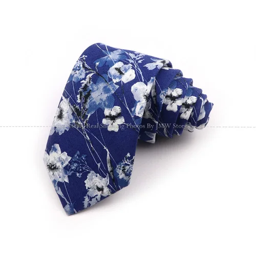 Imagen 2 del producto Corbata Floral elegante para hombre, corbata elegante informal de algodón azul cielo, traje de fiesta de boda, Collar, corbata de flores, accesorios para regalo