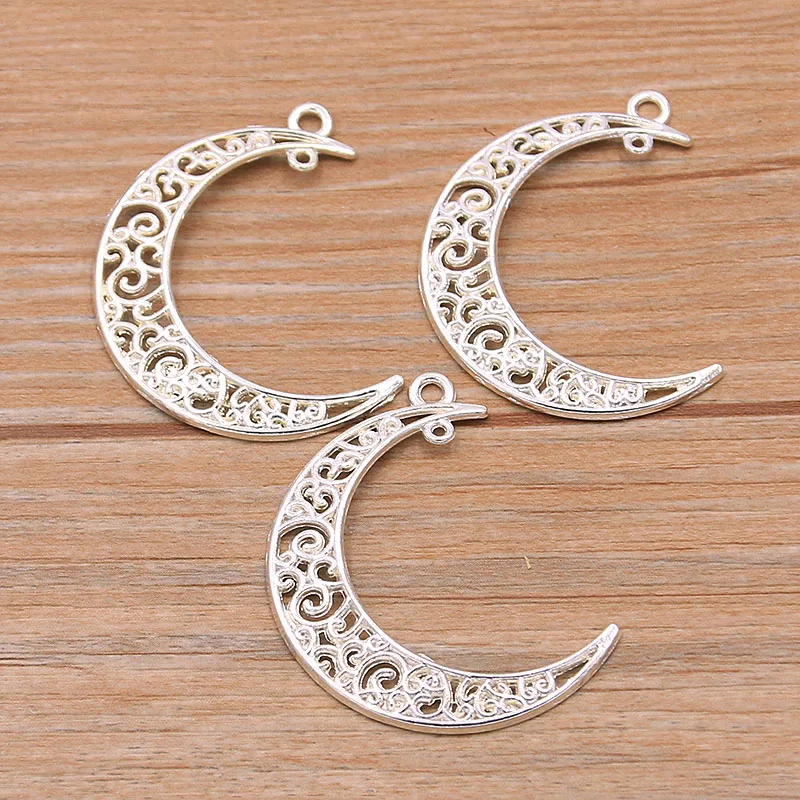 10 Uds. 33*40mm 8 colores hueco Luna encanto Metal Navidad boda colgante para DIY collar pulsera pendientes bolsa fabricación de joyas