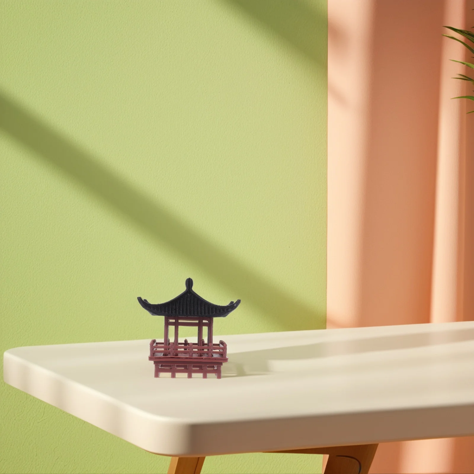 

Miniature Pavilion Chinese Style Bonsai Garden Decor Home Desktop Ornament Plastic Pavilion Statue Landscape