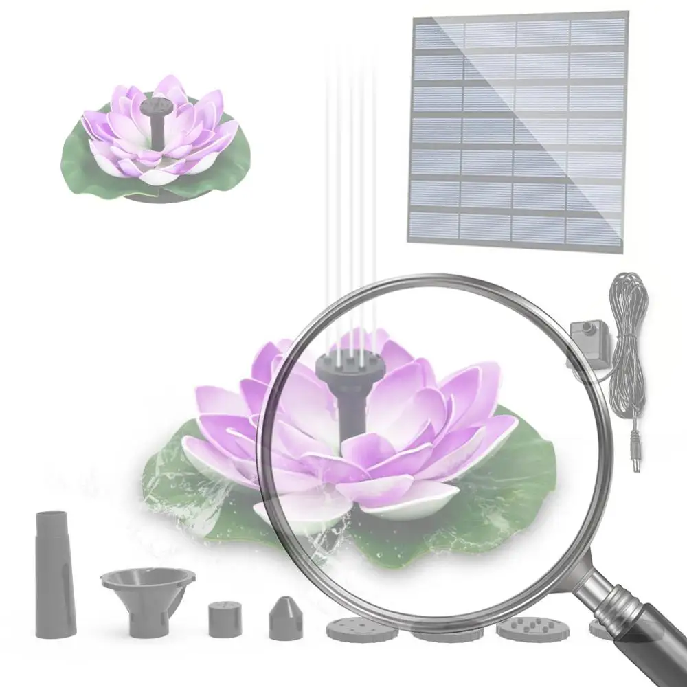 

Солнечный фонтан с лотосом, насос для украшения пруда, водопад, фонтан, искусственные цветы лотоса, фонтан для водного пейзажа, украшение сада