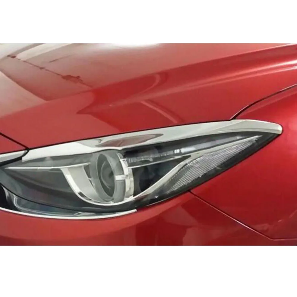 Car Body Head Front Eyebrow/Trim Light Lamp Frame Stick ABS Chrome Cover 2pcs For Mazda 3 Axela M3 2014 2015 2016