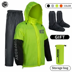 Conjunto de capa de chuva para motocicleta, conjunto de capa de chuva com divisão para homens e mulheres, roupas finas e reflexivas à prova d'água