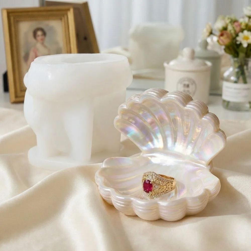 

Heat-Resistant Scallop Silicone Mold Easy Demold Reusable 3D Shell Jewelry Tray Mold Multi-Functional Easy To Operate