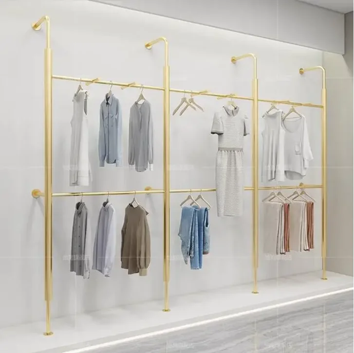 Wall columns on display shelves in clothing stores, wall hanging display shelves for men and women's clothing stores