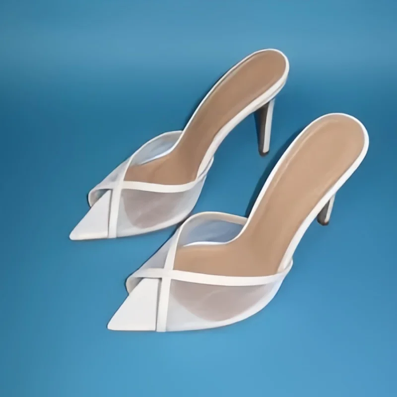 

Летние уличные тапочки с острым носком, женские сандалии в сетку Ari, женские туфли-лодочки на высоком каблуке с перекрестным ремешком на шпильке, большой размер 35-45