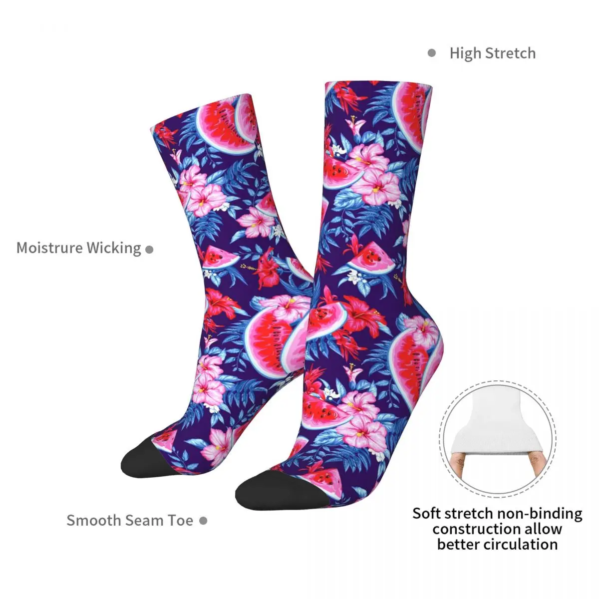 The Seamless Summer Pattern With Watermelon Socks Harajuku Soft Stockings All Season Long Socks for Man Woman's Birthday Present