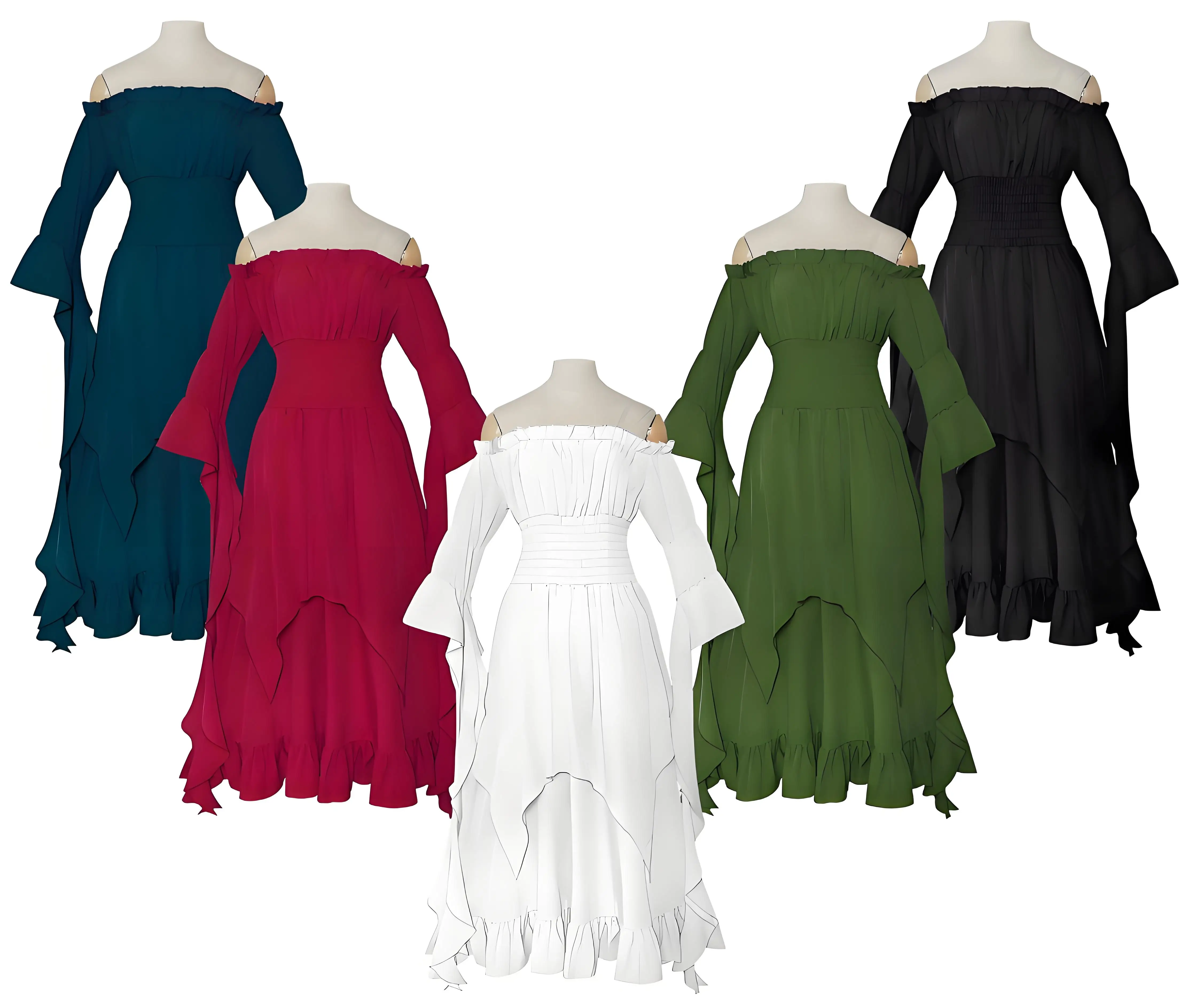 

Victorian Medieval Renaissance Long Dress For Women Retro Flare Sleeve Ball Princess Dress Halloween Performance Vintage Costume