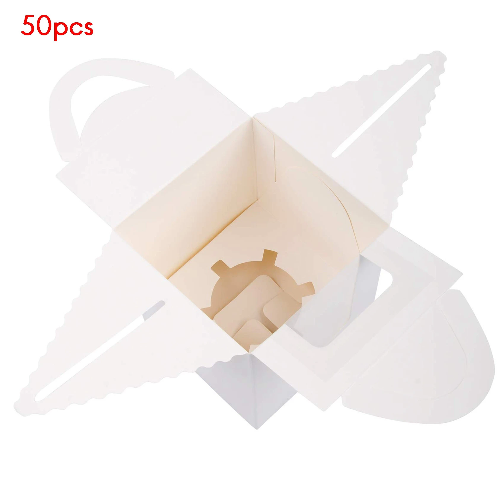 50 PCS Single Cupcake Boxes White Individual Cupcake Carrier Holders with Window Inserts for Bakery Wrapping Packaging