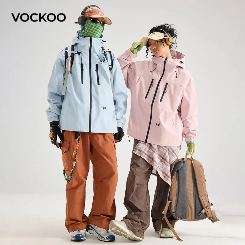 

Легкая уличная куртка Vockoo для мужчин и женщин, весна-осень, небесно-голубая, модная ветрозащитная куртка для пар с застежкой-молнией