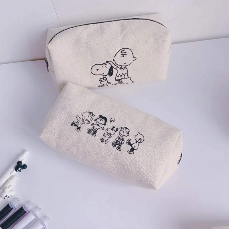 Snoopy Pencil Case Children School Stationery Organizer Pouch Cartoon Anime Office Pencilcase Canvas Stationery Hoder Pen Case