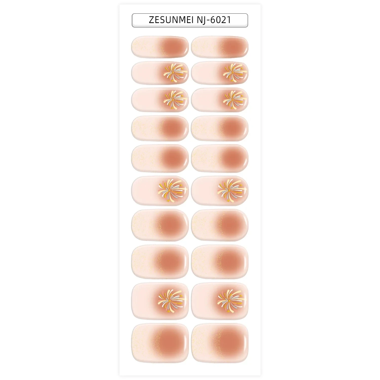 Fireworks Blooming UV Semi-Cured Gel Nail Patch Pearl Gradient Nude Adhesive Slider Long Lasting Nail Art Stickers