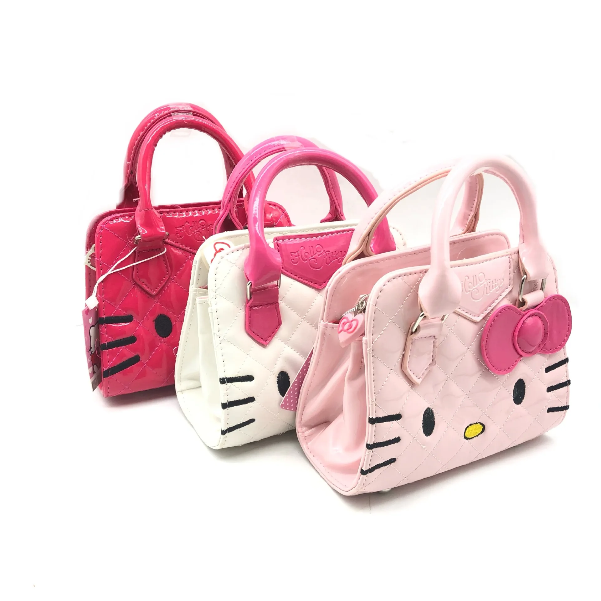 Hello Kitty-Mini bolso de mano de piel sintética para niñas, cartera pequeña de estilo princesa, a la moda