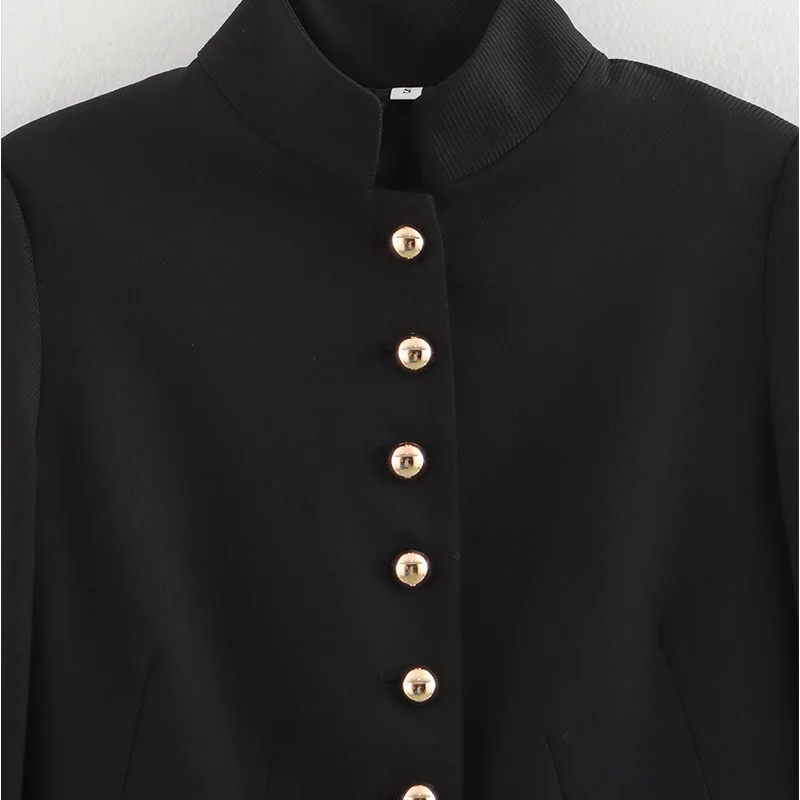 Womens Fashion Blazer Stand Collar Single Breasted Long Sleeve Blazer Trendy And Versatile Suitable For Everyday Streetwear