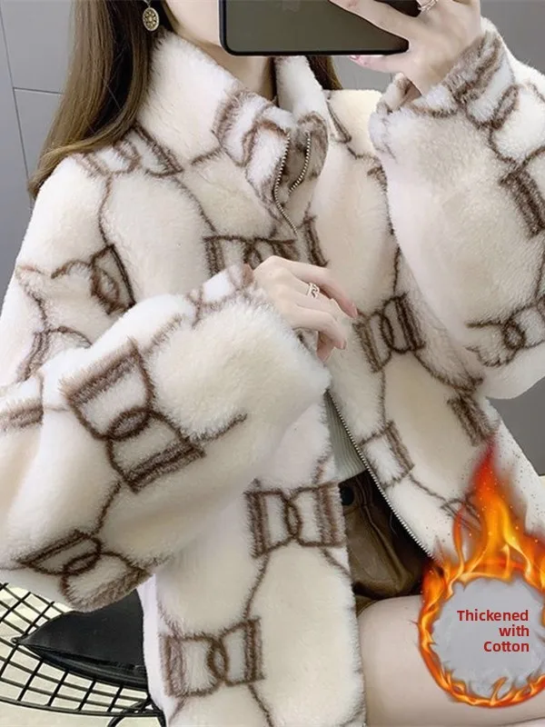 เสื้อโค้ทขนแกะเทียมลายสก็อตสำหรับผู้หญิงรุ่น Young Sle ทรงหลวม อุ่นสบาย เหมาะสำหรับฤดูหนาวและฤดูใบไม้ผลิ