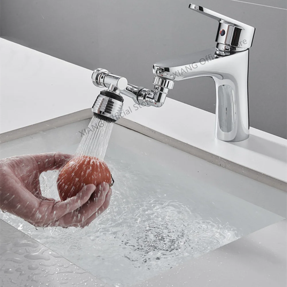 New 1080° Rotation Extender Dual Mode Robotic Arm Tap Aerator Water Saving Bubbler Splash Filter Nozzle Head Kitchen Accessories