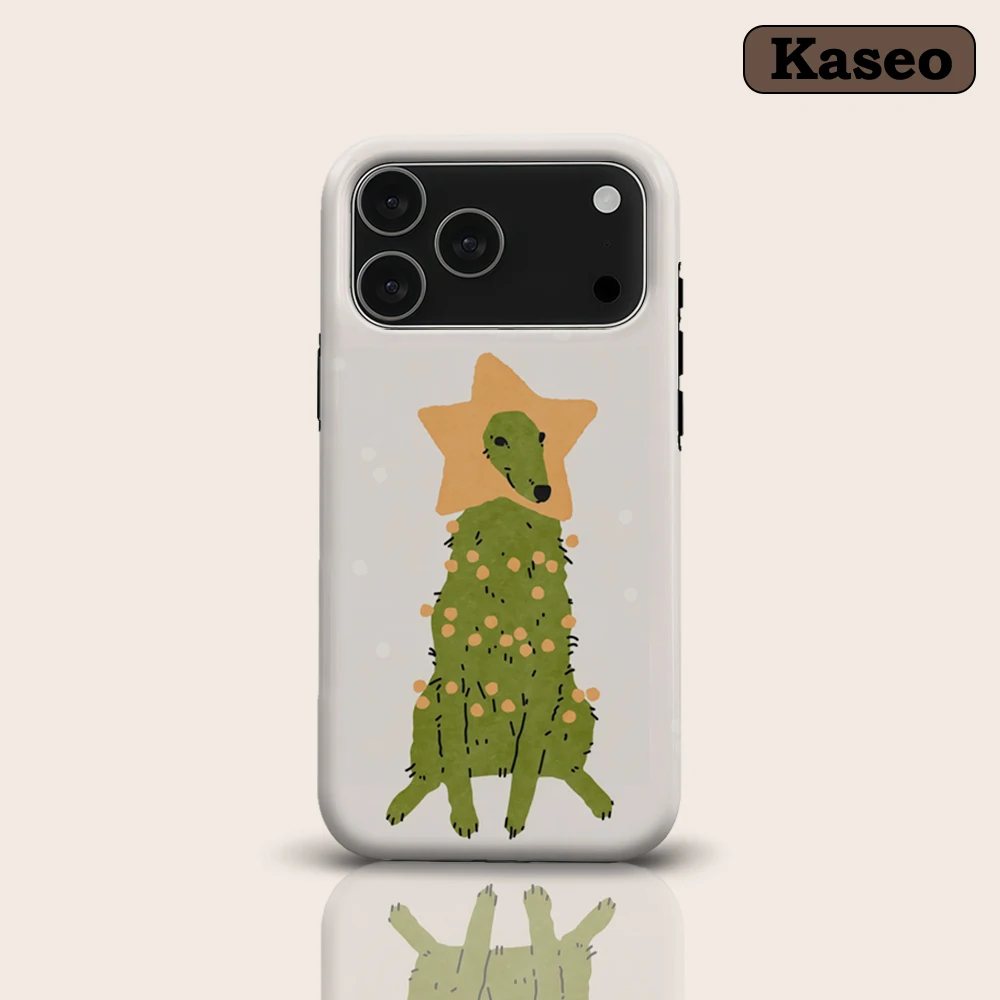 Star-Top Hunde-Weihnachtsbaum für magnetische Handyhülle für iPhone 17 16 15 14 13 Pro Max Plus – Robuste Einzel- und Doppelschicht-Hülle
